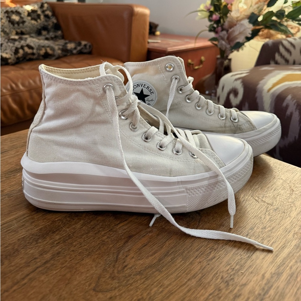 Converse white platform high tops